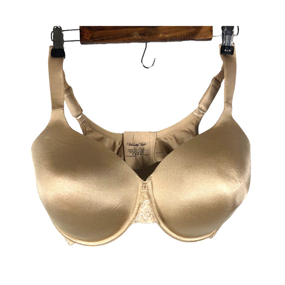Vanity Fair 42DD Bra Body Elegance Full Figure Nude / Gold Lace Detail Underwire - Picture 1 of 3